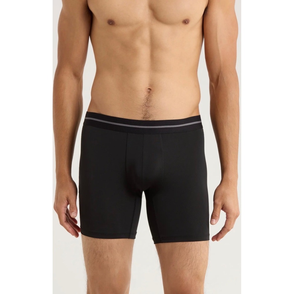 Nordstrom Rack Mens 6" Boxer Brief 4-Pack Black Microfiber Modern Fit Underwear